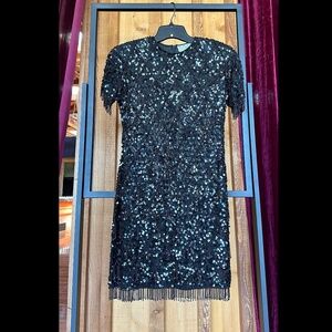 Black Tie Oleg Cassini sequined and beaded cocktail gown